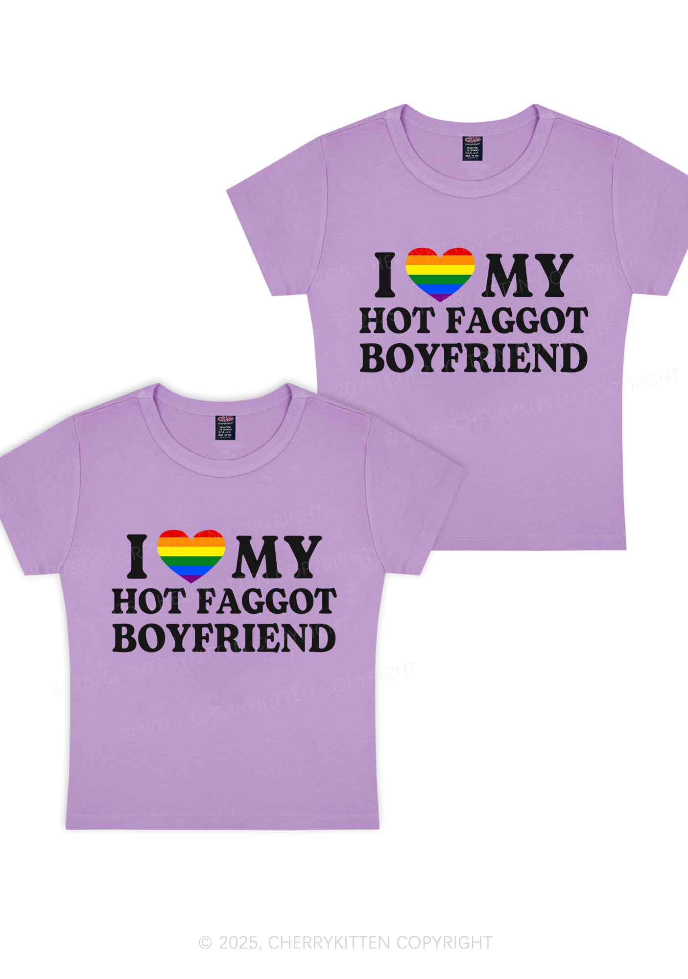 Love My Hot Faggot BF Y2K Valentine's Day Baby Tee Cherrykitten