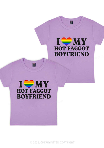 Love My Hot Faggot BF Y2K Valentine's Day Baby Tee Cherrykitten
