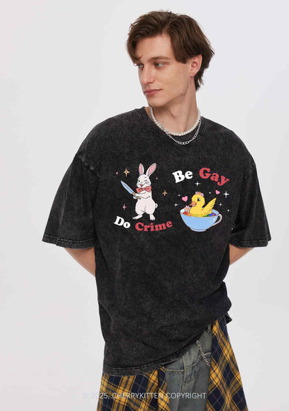Be Gay Do Crime Pride Y2K Shirts Washed Tee Cherrykitten