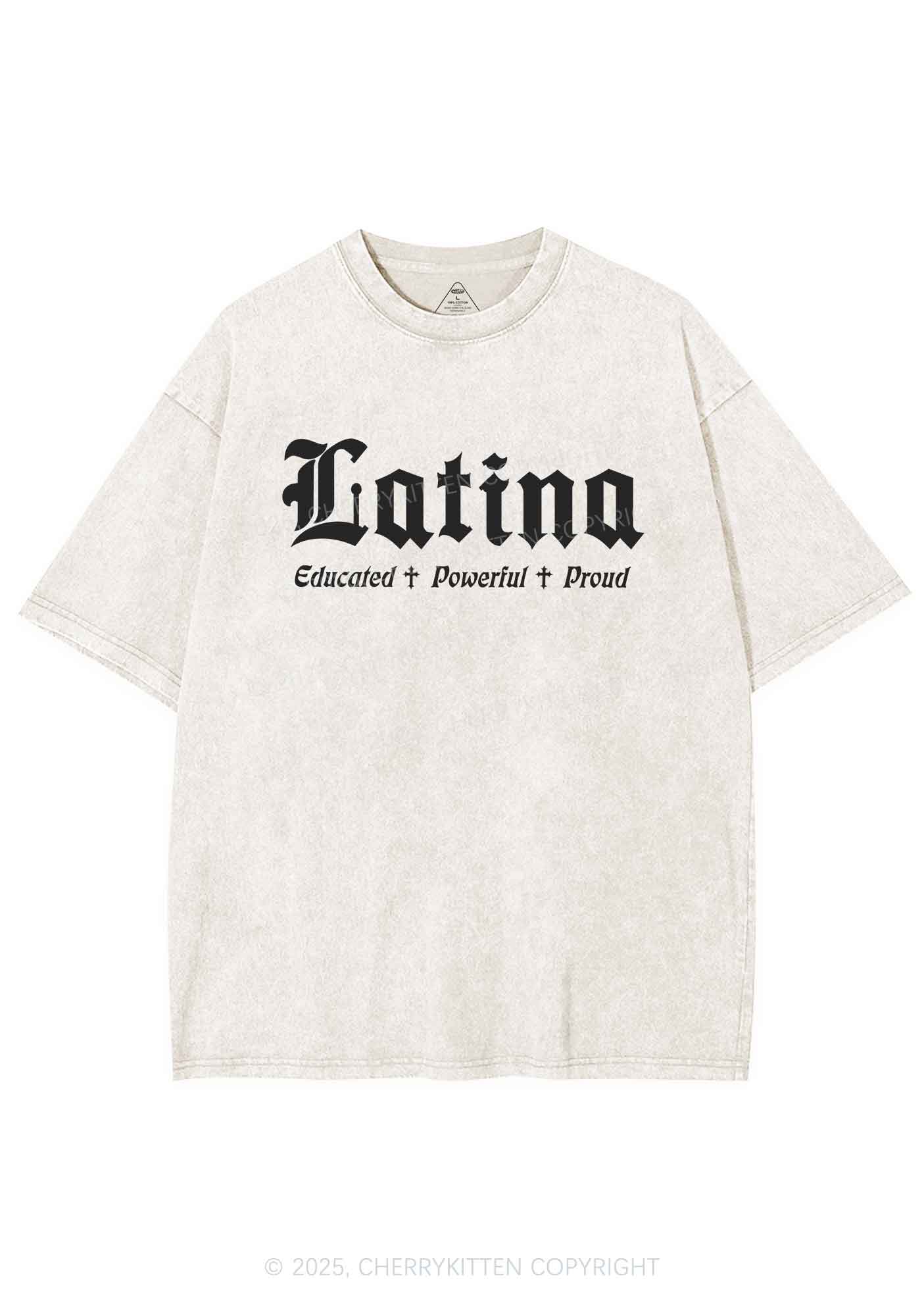 Educated Powerful Proud Latina Y2K Washed Tee Cherrykitten