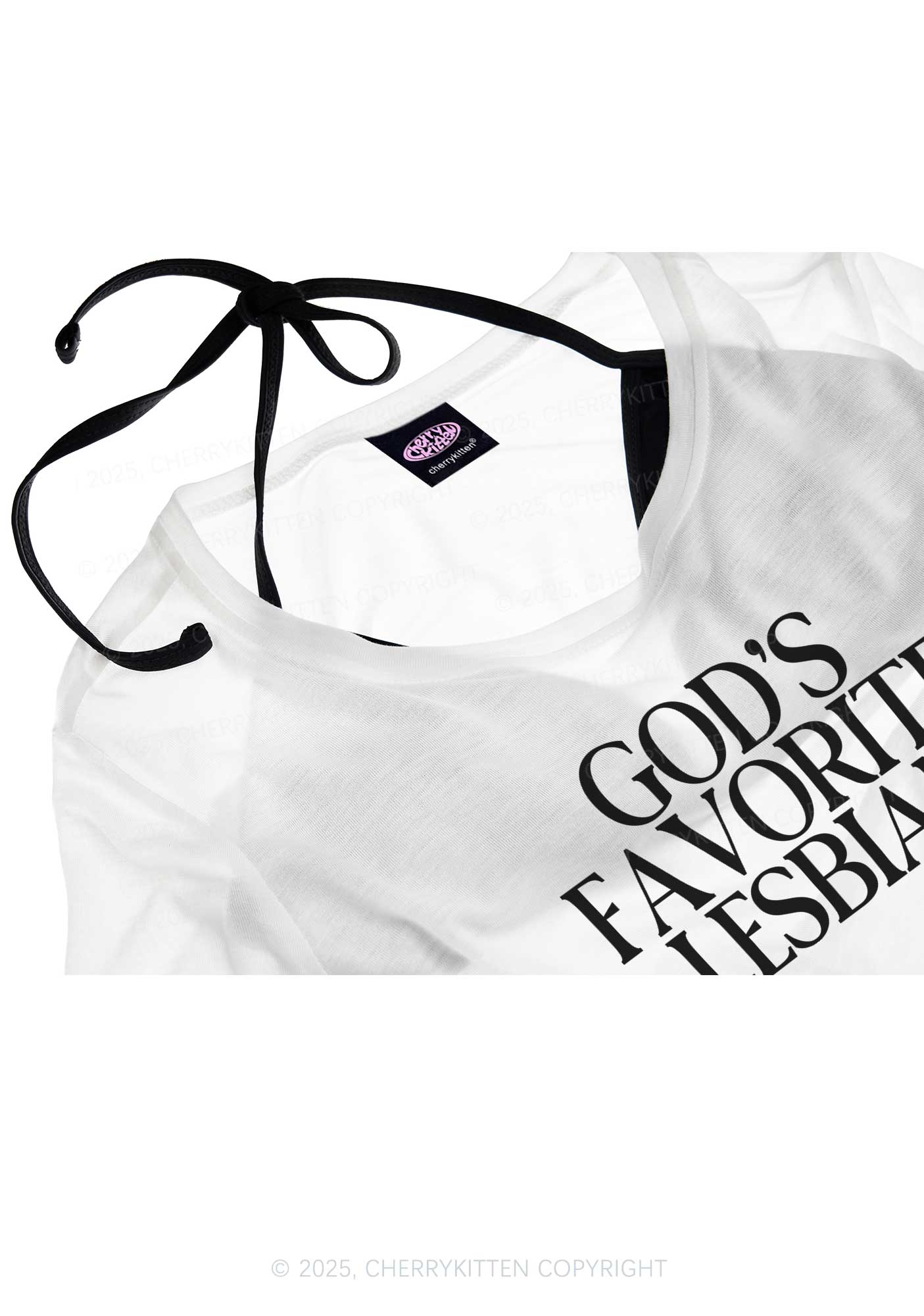 Gods Favorite Lesbian Pride Y2K Sheer Boyfriend Tee Cherrykitten