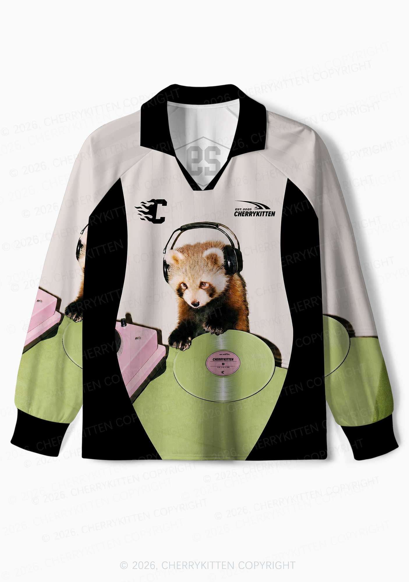 Custom Red Panda DJ Y2K Sport Long Sleeve Jersey Shirts Cherrykitten