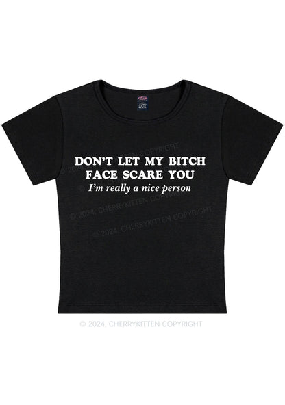 Bxxch Face Scare You Y2K Baby Tee Cherrykitten