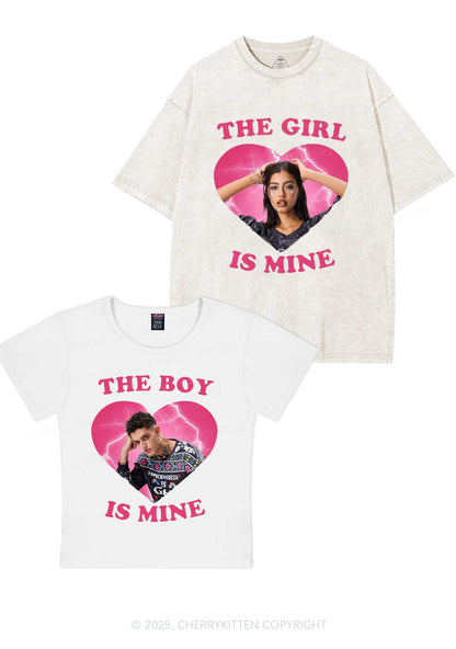 Custom Boy Girl Is Mine Y2K Valentine's Day Couple Shirt Cherrykitten