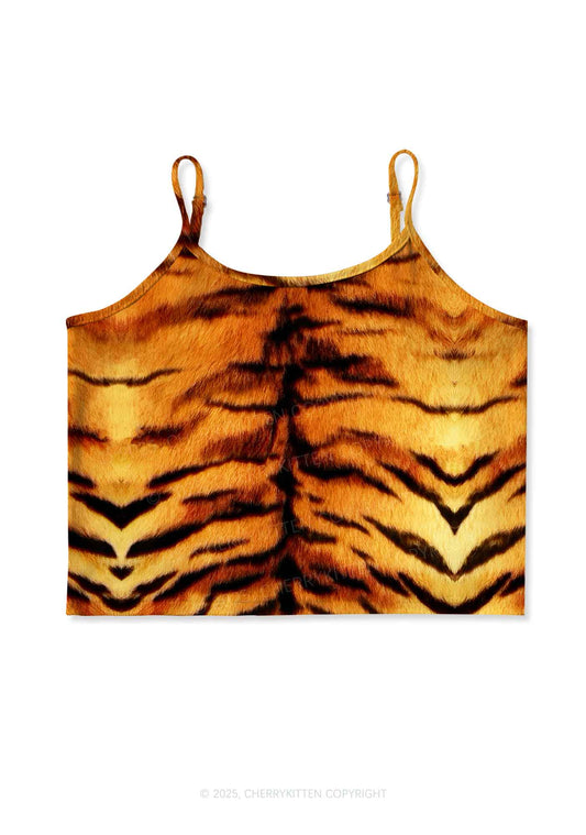 Wild Tiger Texture Y2K Print Cami Crop Top Cherrykitten