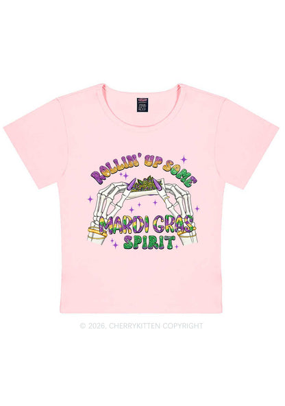 Rollin Up Mardi Gras Spirit Y2K Baby Tee Cherrykitten