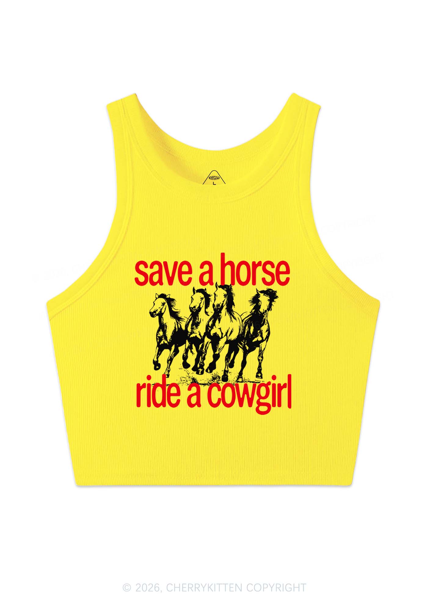 Four Horses Cowgirl Pride Y2K Crop Tank Top Cherrykitten