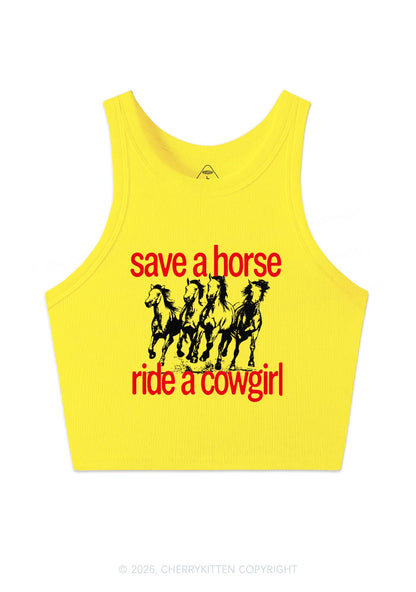 Four Horses Cowgirl Pride Y2K Crop Tank Top Cherrykitten