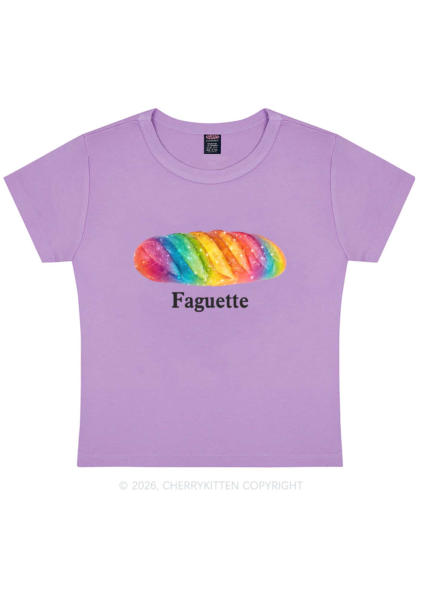 Rainbow Faguette Pride Y2K Baby Tee Cherrykitten