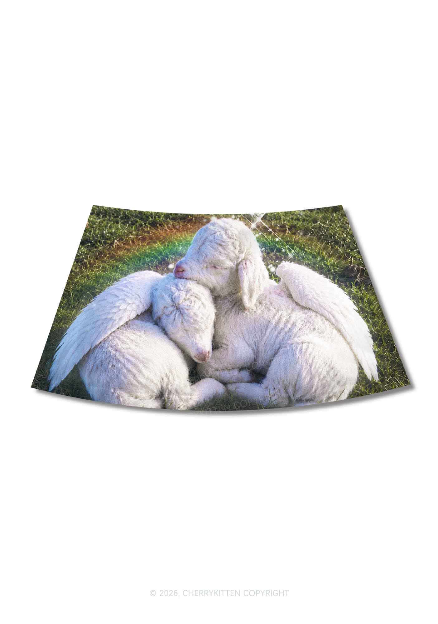 Angel Wings Baby Lambs Y2K Print Mini Skirt Cherrykitten