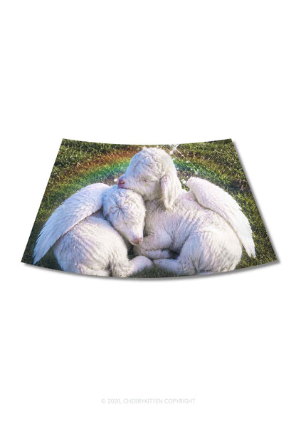 Angel Wings Baby Lambs Y2K Print Mini Skirt Cherrykitten