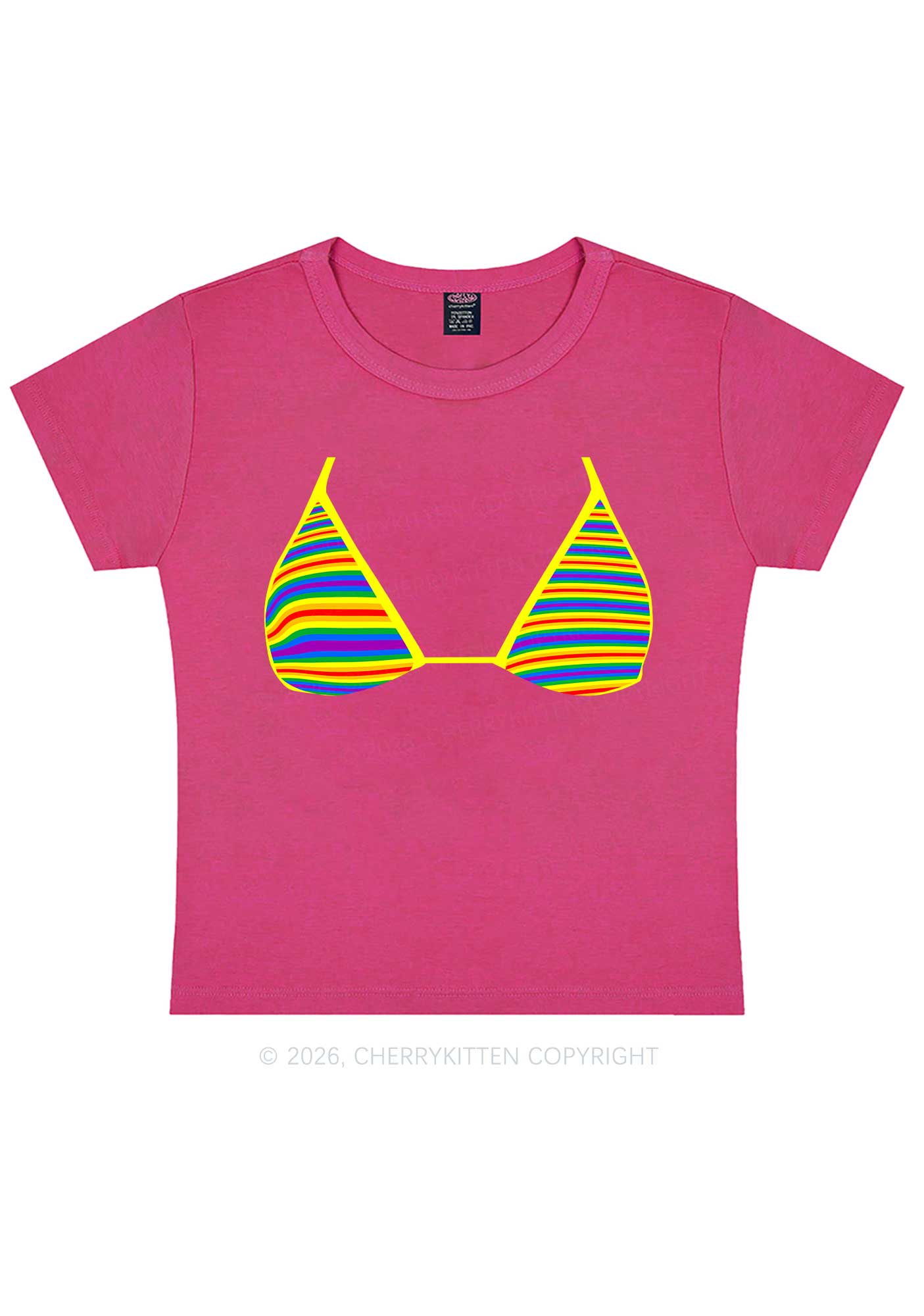 Rainbow Stripe Bra Pride Y2K Baby Tee Cherrykitten
