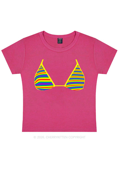 Rainbow Stripe Bra Pride Y2K Baby Tee Cherrykitten