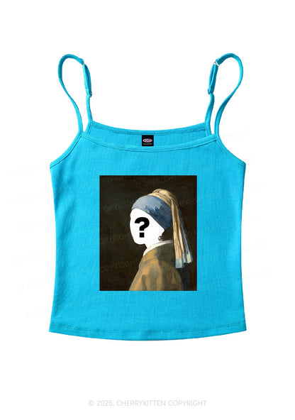 Custom Pearl Portrait Y2K Spaghetti Strap Cami Cherrykitten