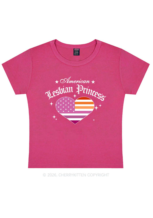 American Lesbian Princess Flag Pride Y2K Baby Tee Cherrykitten