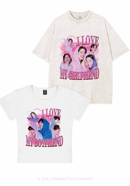 Custom Photos I Love GF BF Y2K Valentine's Day Couple Shirt Cherrykitten