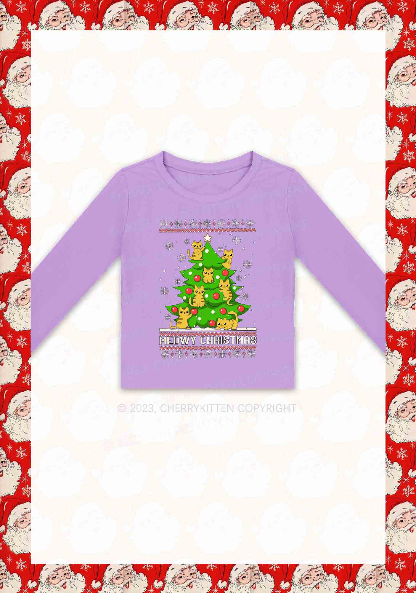 Snowflake Meowy Christmas Tree Y2K Long Sleeve Crop Top Cherrykitten