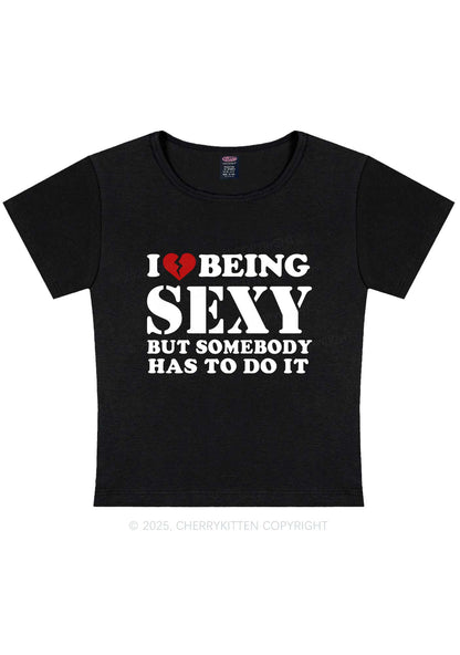 Being Sexy Tough Y2K Baby Tee Cherrykitten