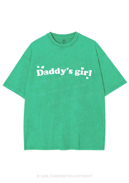 Daddys Girl Valentine's Day Y2K Shirts Washed Tee Cherrykitten