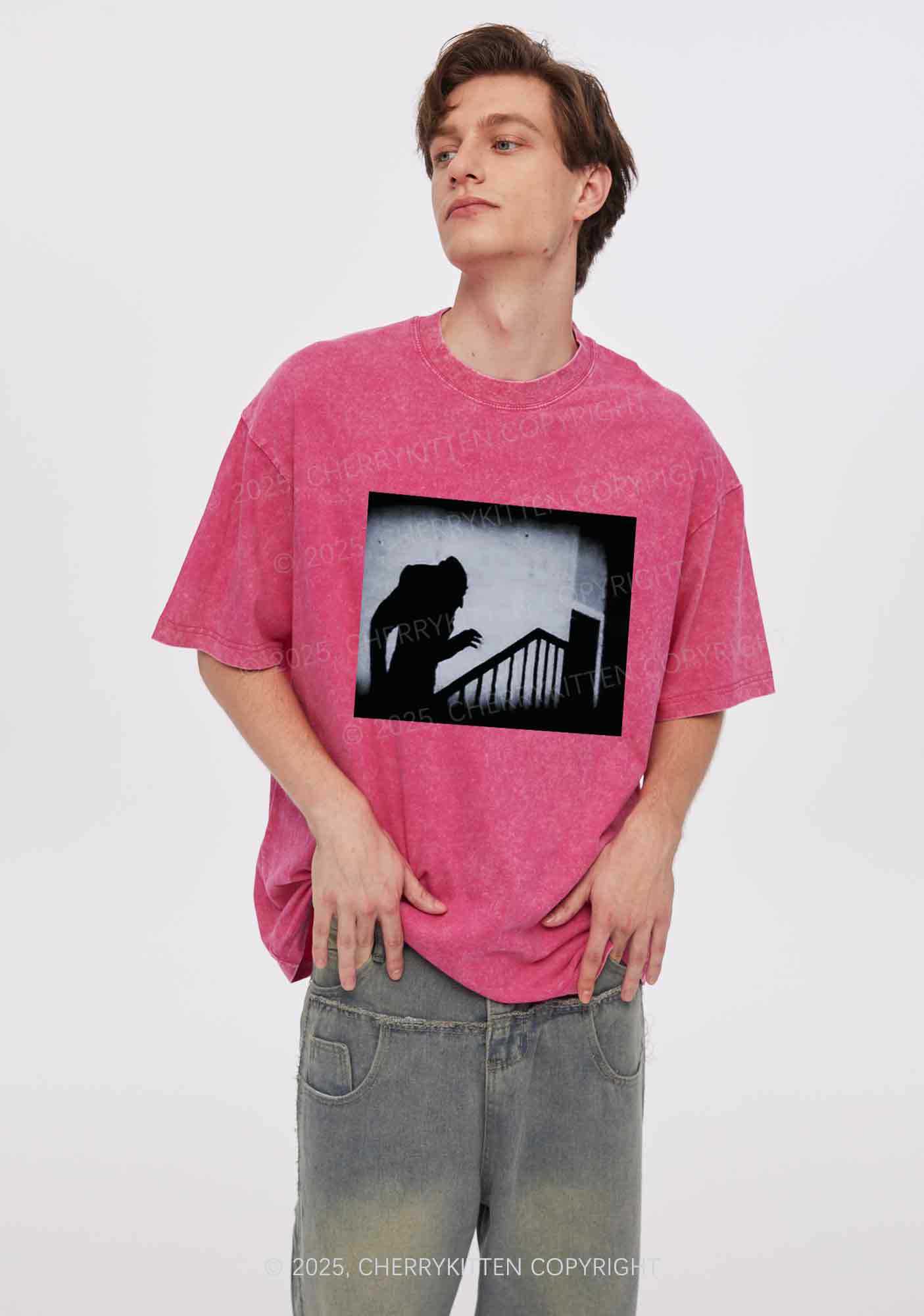 Halloween Stairs Intruder Y2K Shirts Washed Tee Cherrykitten