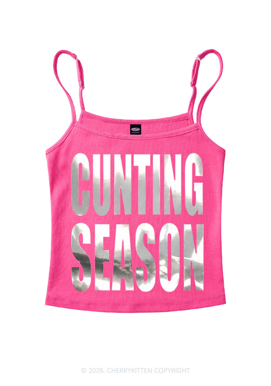 Cxxting Season Silver Foil Printed Y2K Spaghetti Strap Cami Cherrykitten