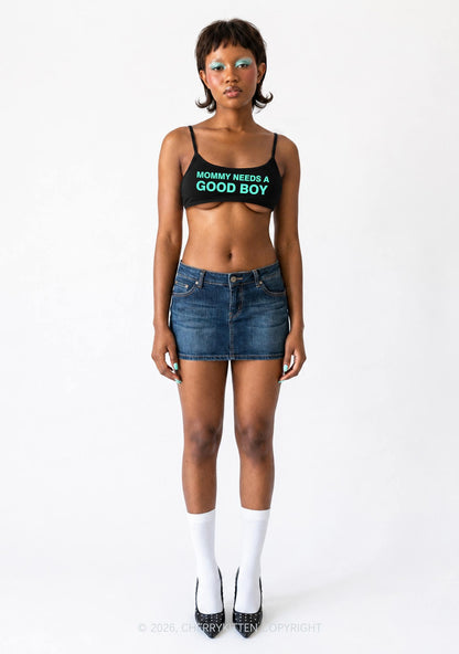 Mommy Needs A Good Boy Y2K Super Crop Cami Cherrykitten