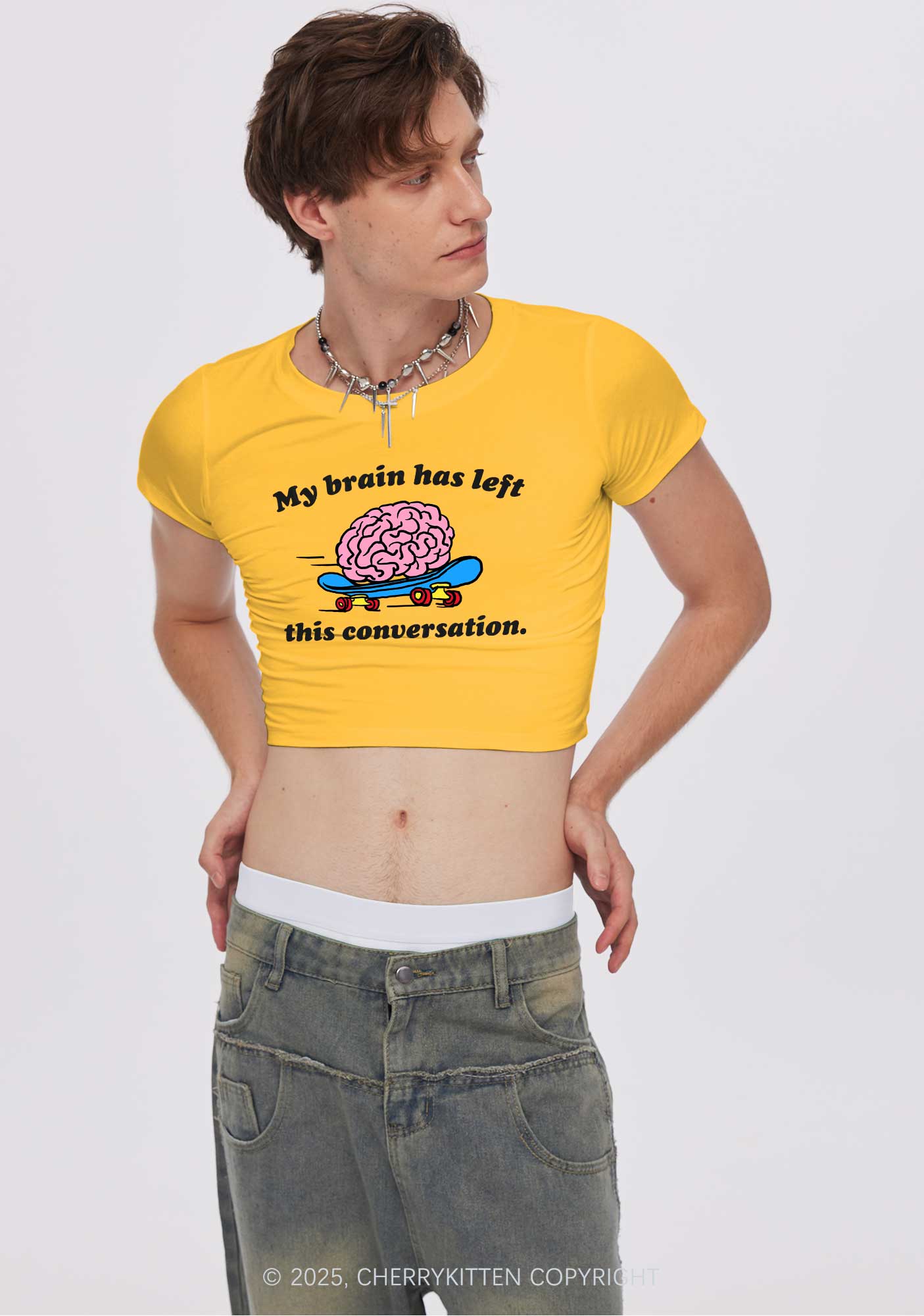 Brain Left Conversation Y2K Baby Tee Cherrykitten