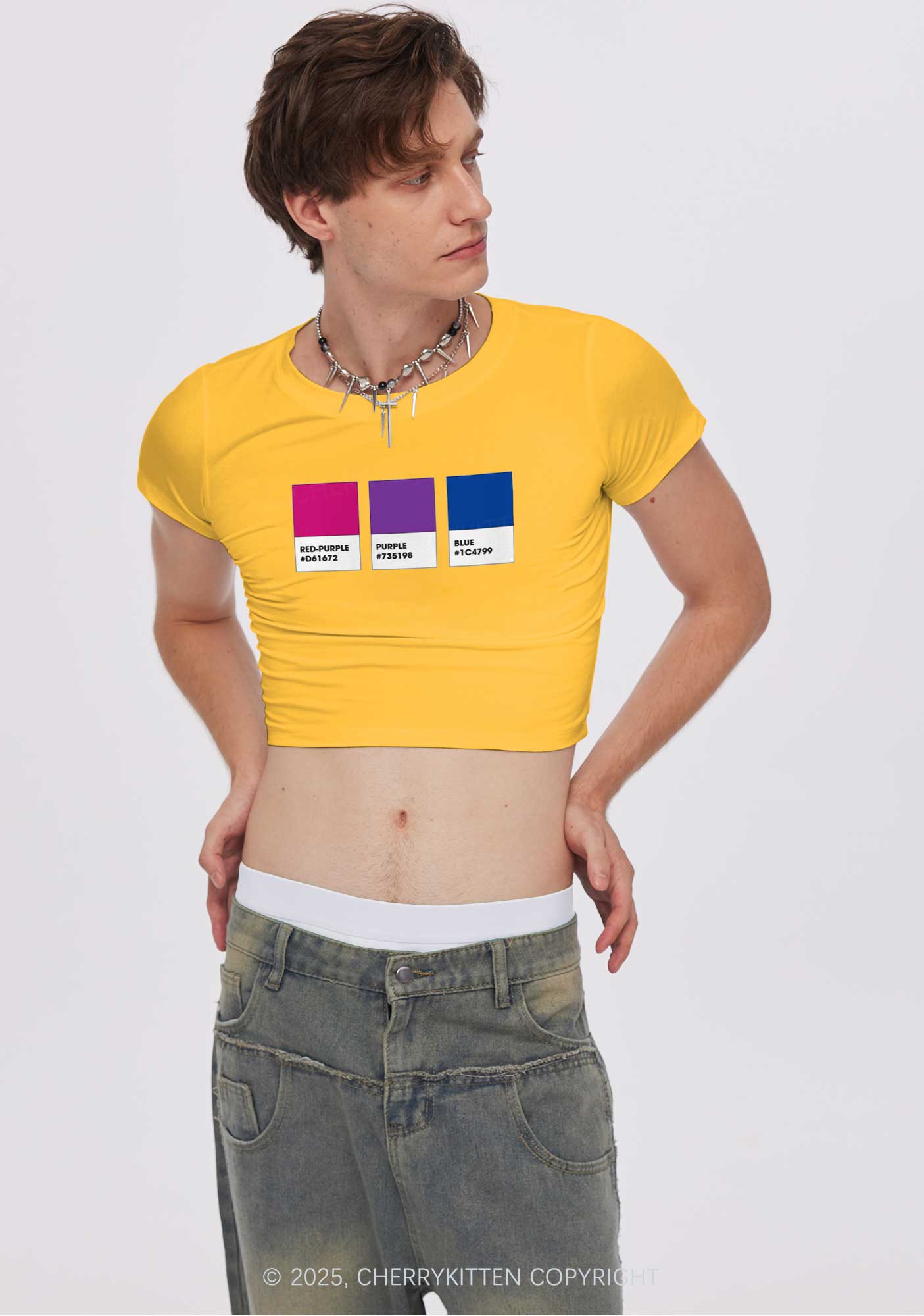 Bisexual Flag Colors Pride Y2K Baby Tee Cherrykitten