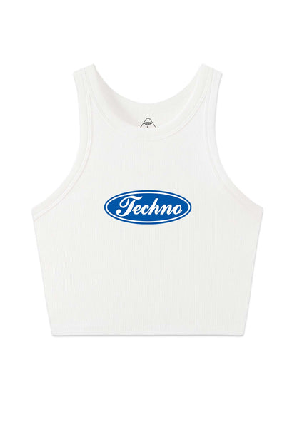 Oval Techno Y2K Crop Tank Top Cherrykitten