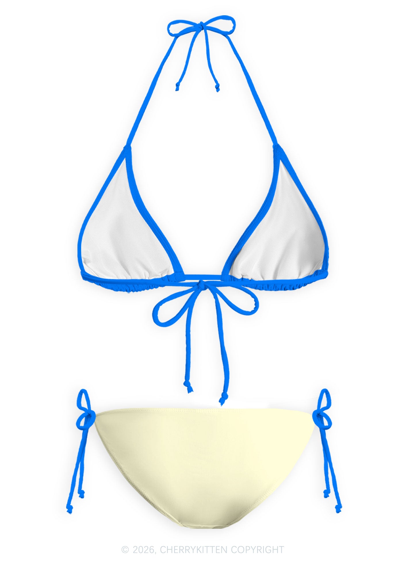Pale Yellow Sexsi Y2K Print Bikini Set Cherrykitten