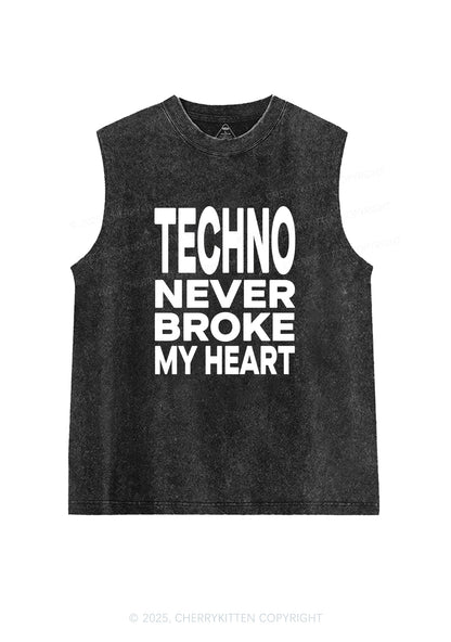 Techno Heart Y2K Washed Muscle Tank Cherrykitten