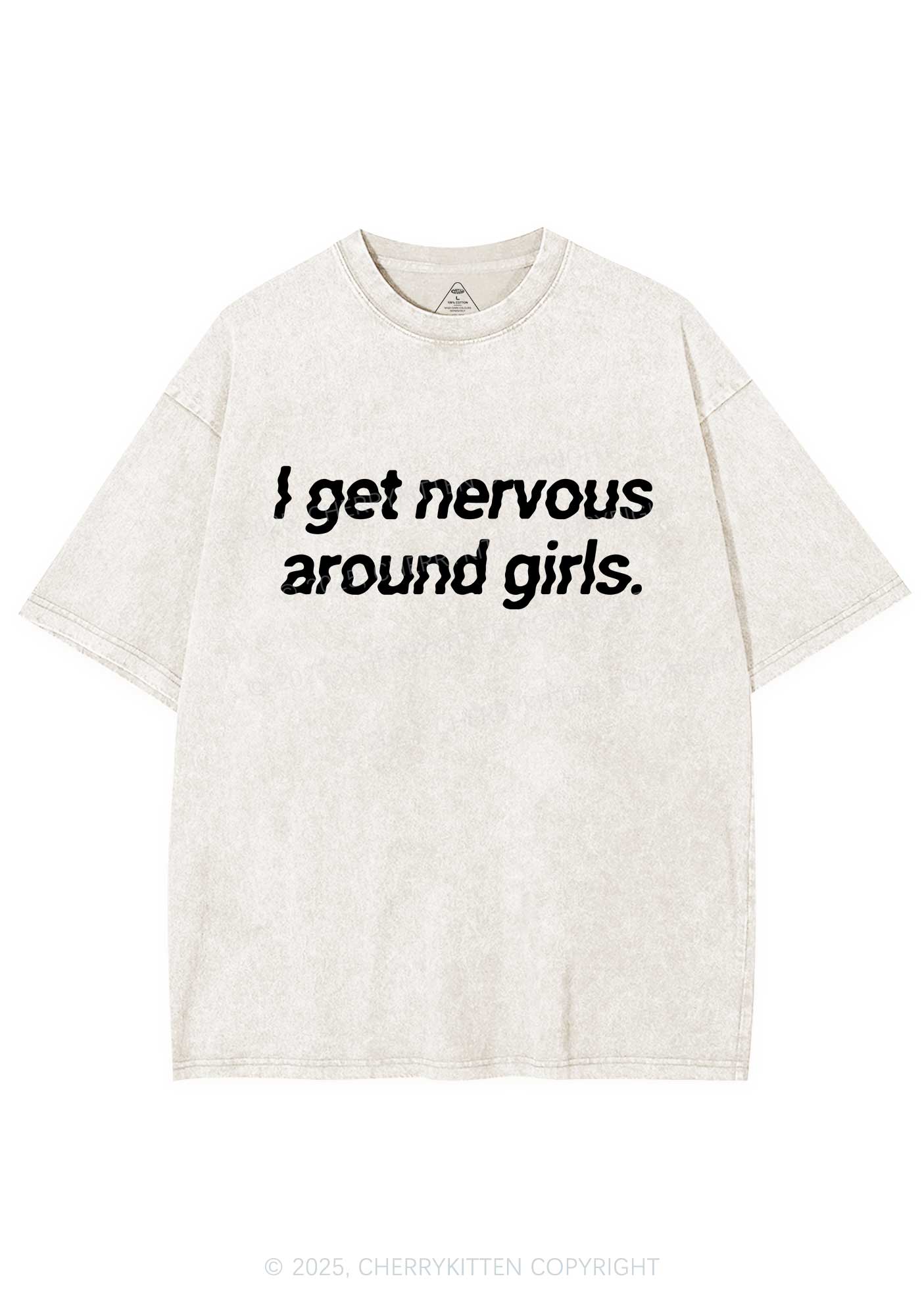 Get Nervous Around Girls Y2K Shirts Washed Tee Cherrykitten