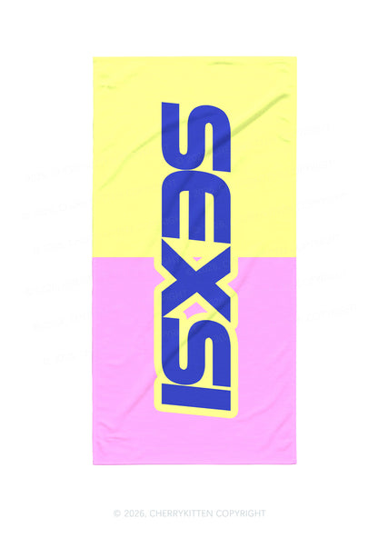 Purple Sexsi Slogan Y2K Beach Towel Cherrykitten