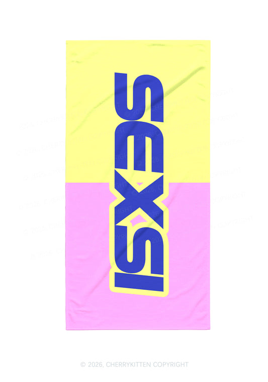Purple Sexsi Slogan Y2K Beach Towel Cherrykitten