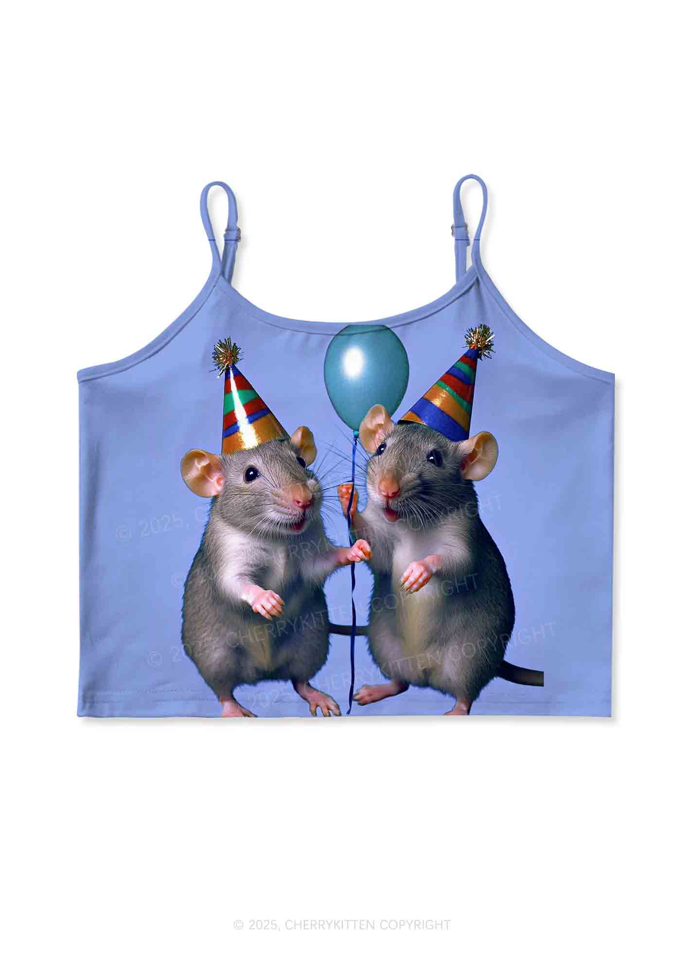 Balloon Party Rats Y2K Print Cami Crop Top Cherrykitten