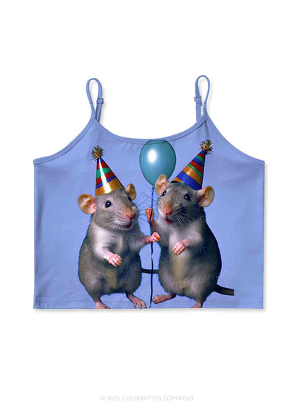 Balloon Party Rats Y2K Print Cami Crop Top Cherrykitten