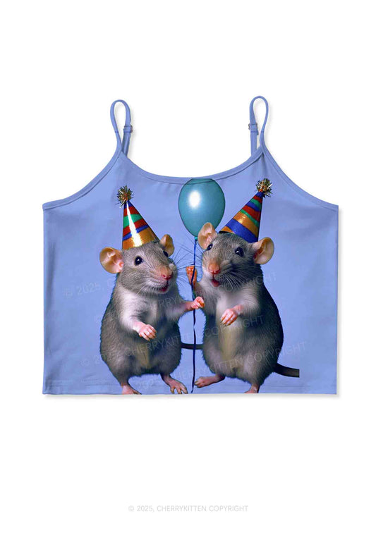 Balloon Party Rats Y2K Print Cami Crop Top Cherrykitten