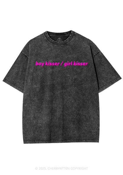 Boy Kisser Girl Kisser Pride Y2K Shirts Washed Tee Cherrykitten