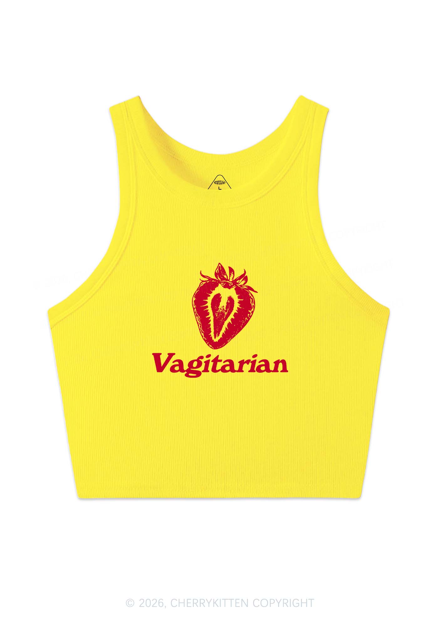 Vagitarian Strawberry Pride Y2K Crop Tank Top Cherrykitten