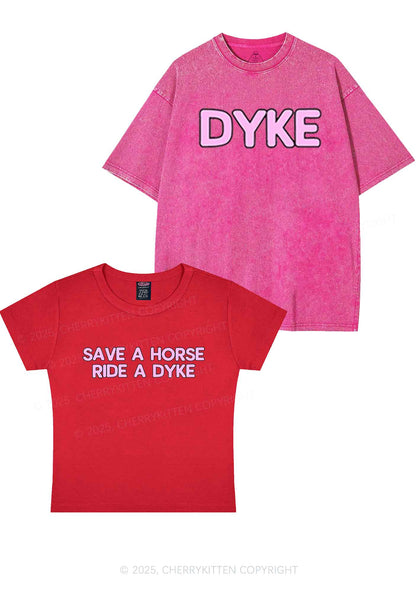 Save Horse Ride Dyke Y2K Valentine's Day Couple Shirt Cherrykitten