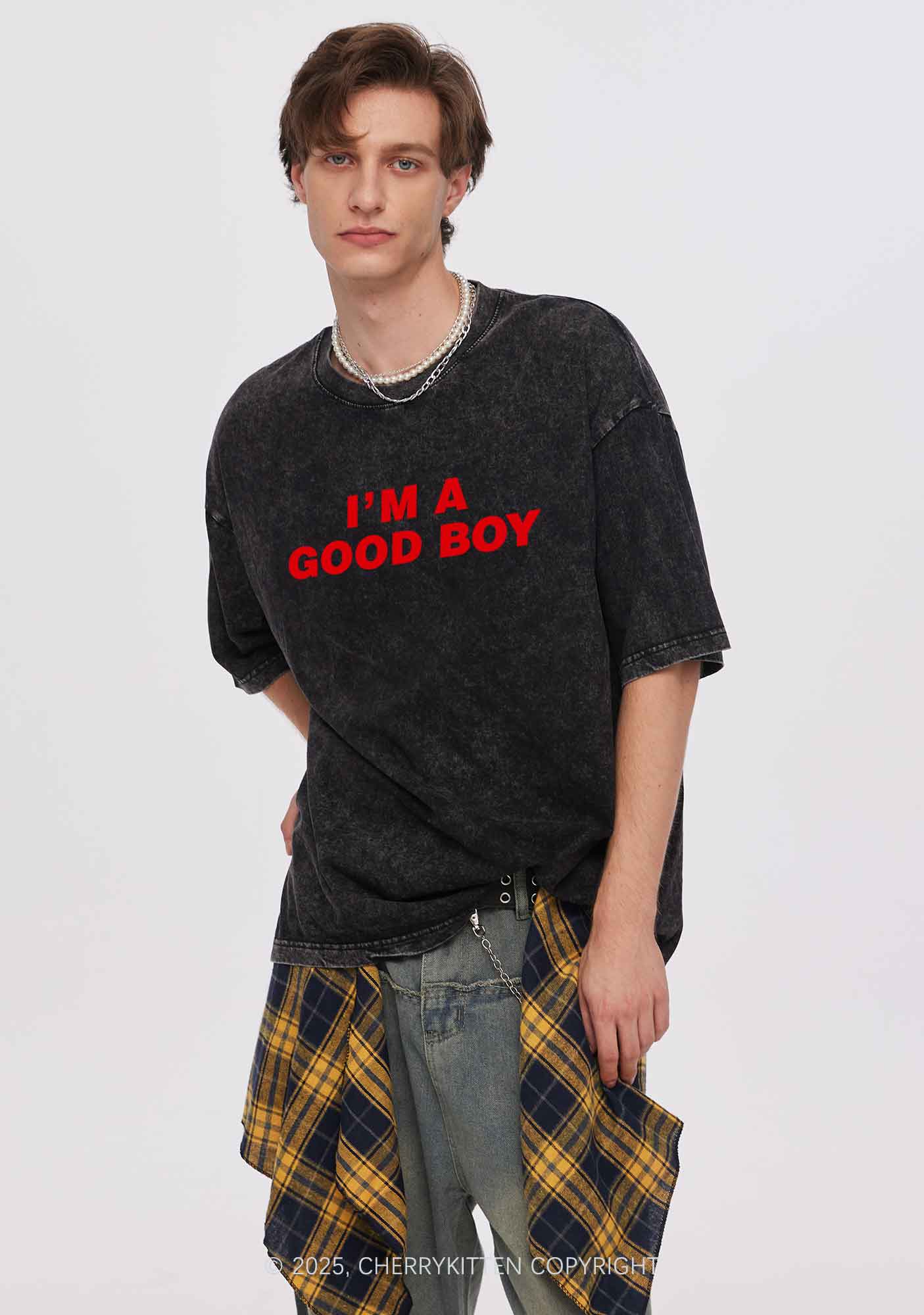 Im A Good Boy Y2K Shirts Washed Tee Cherrykitten