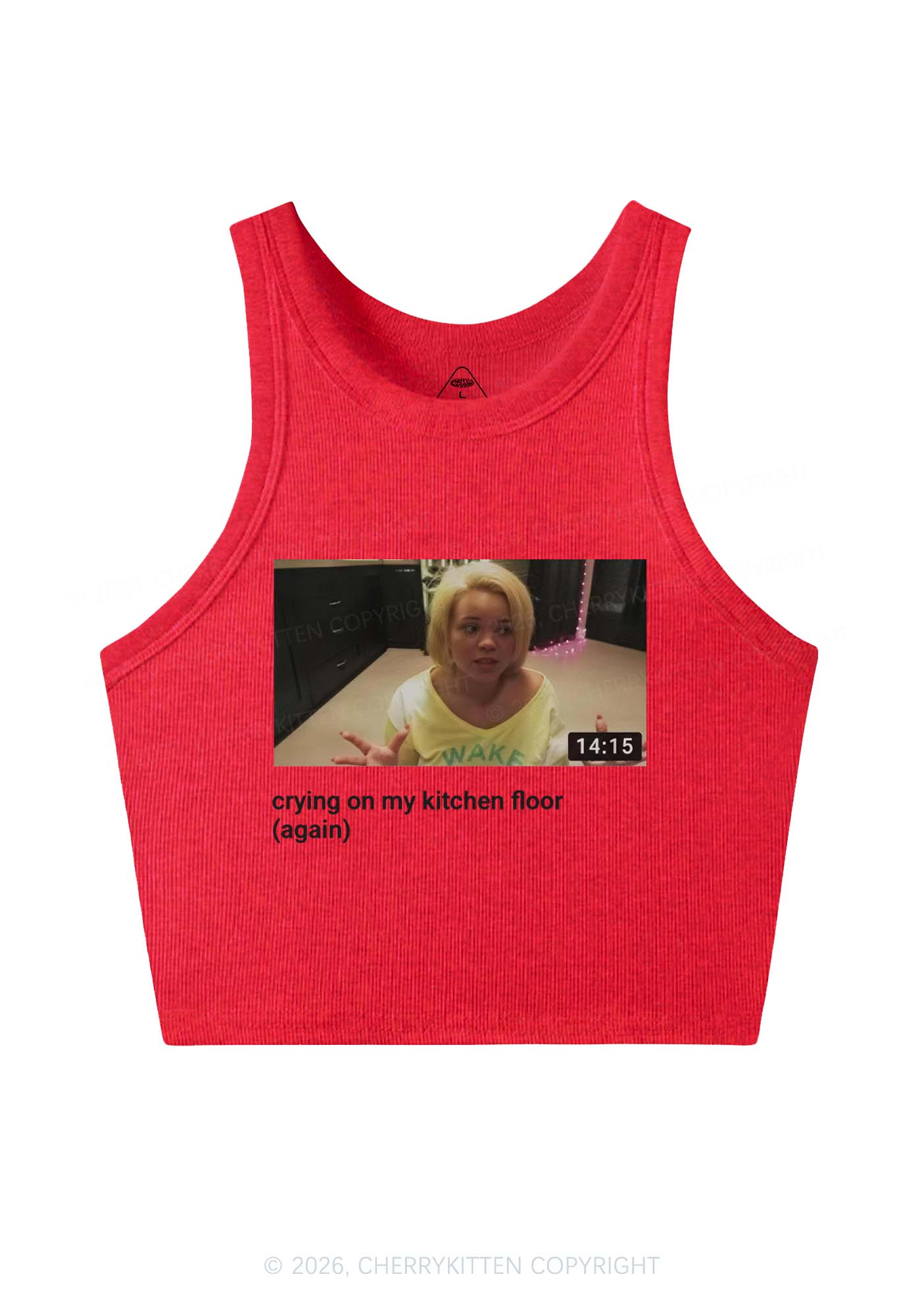 Crying On Kitchen Floor Y2K Crop Tank Top Cherrykitten