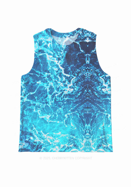 Ocean Wave Y2K Mesh Muscle Tank Cherrykitten