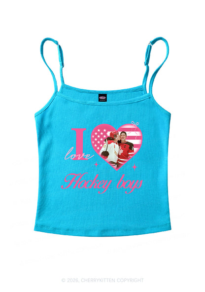 I Love US Hockey Boys HR Y2K Spaghetti Strap Cami Cherrykitten