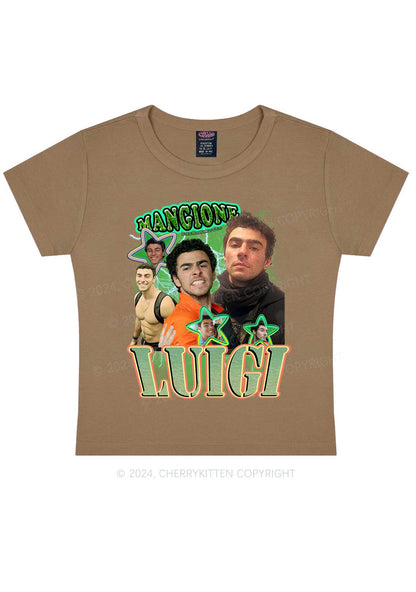 Green Star Luigi Y2K Baby Tee Cherrykitten
