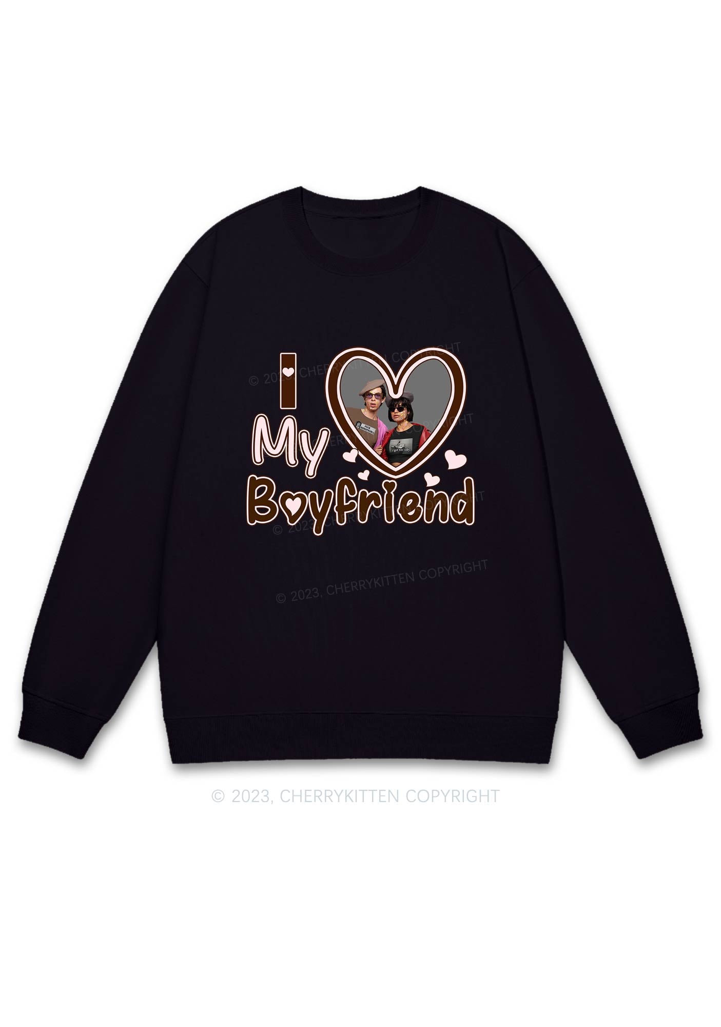 Custom BF&GF Photo Brown Heart Y2K Sweatshirt Cherrykitten