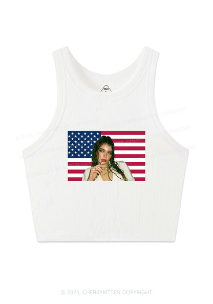 Custom Portrait Flag Y2K Crop Tank Top Cherrykitten