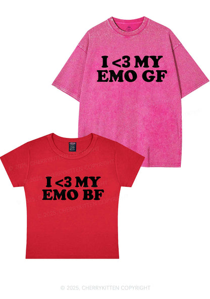 I Love My Emo BF GF Y2K Valentine's Day Couple Shirt Cherrykitten