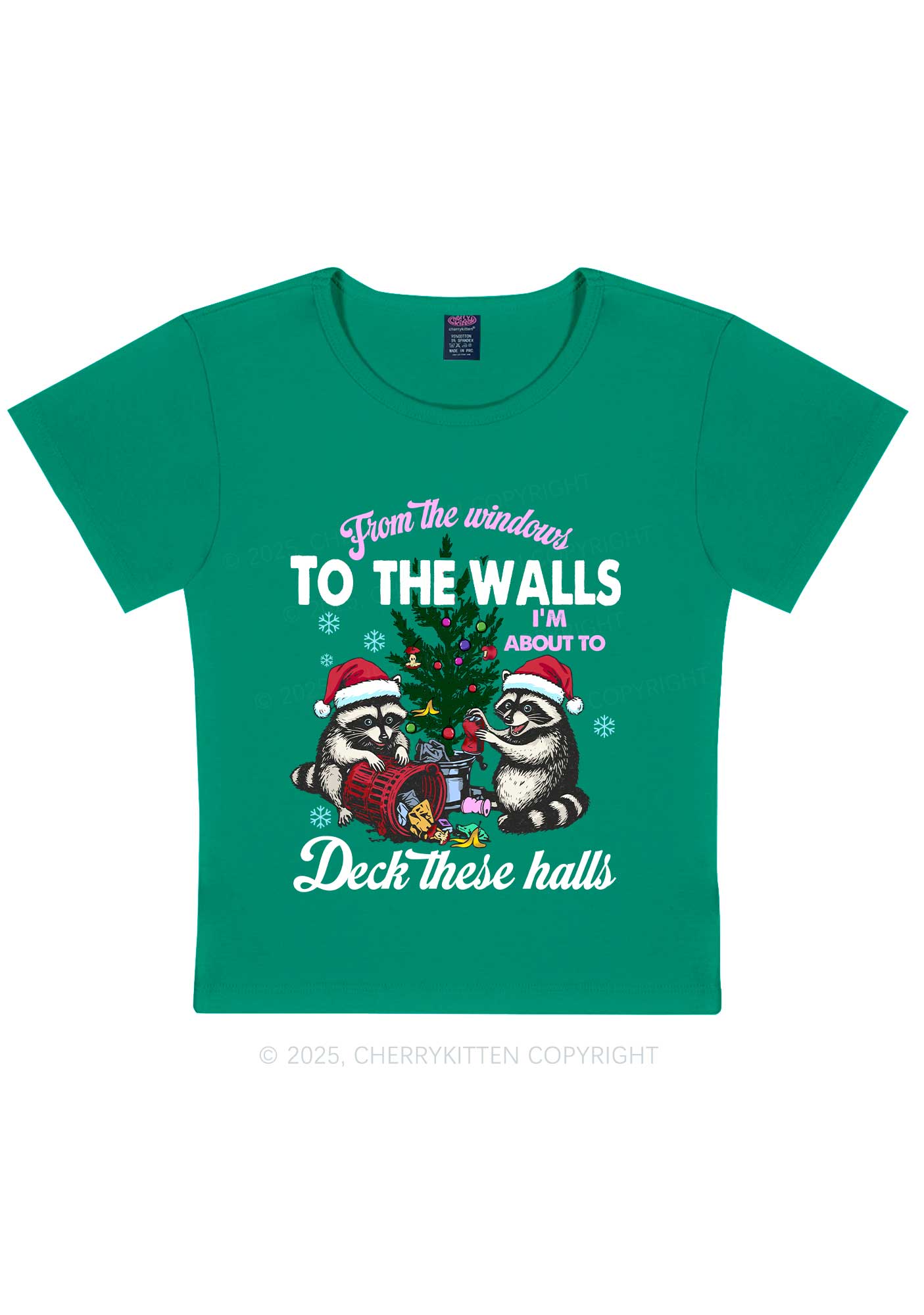 Christmas To The Walls Y2K Baby Tee Cherrykitten
