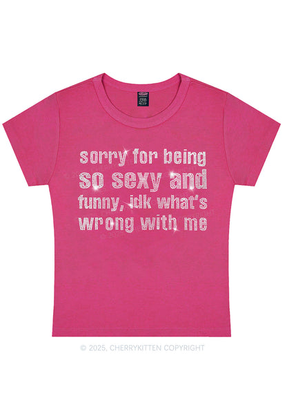 Rhinestone Sorry For Being So Funny Y2K Baby Tee Cherrykitten